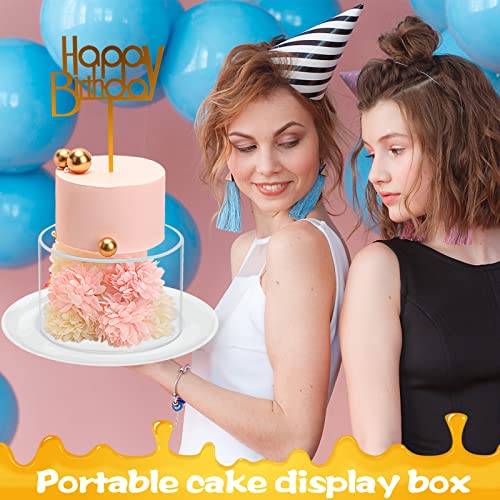 Choowin 2 Pcs Acrylic Cake Stand with Lid Fillable Cake Stand Floating Clear Cake Stand Cake Riser Cake Tier Round Cake Stand Birthday Wedding Cake Stand Cylinder Stand for Party(10 inch,6 inch) by Choowin - Image 6
