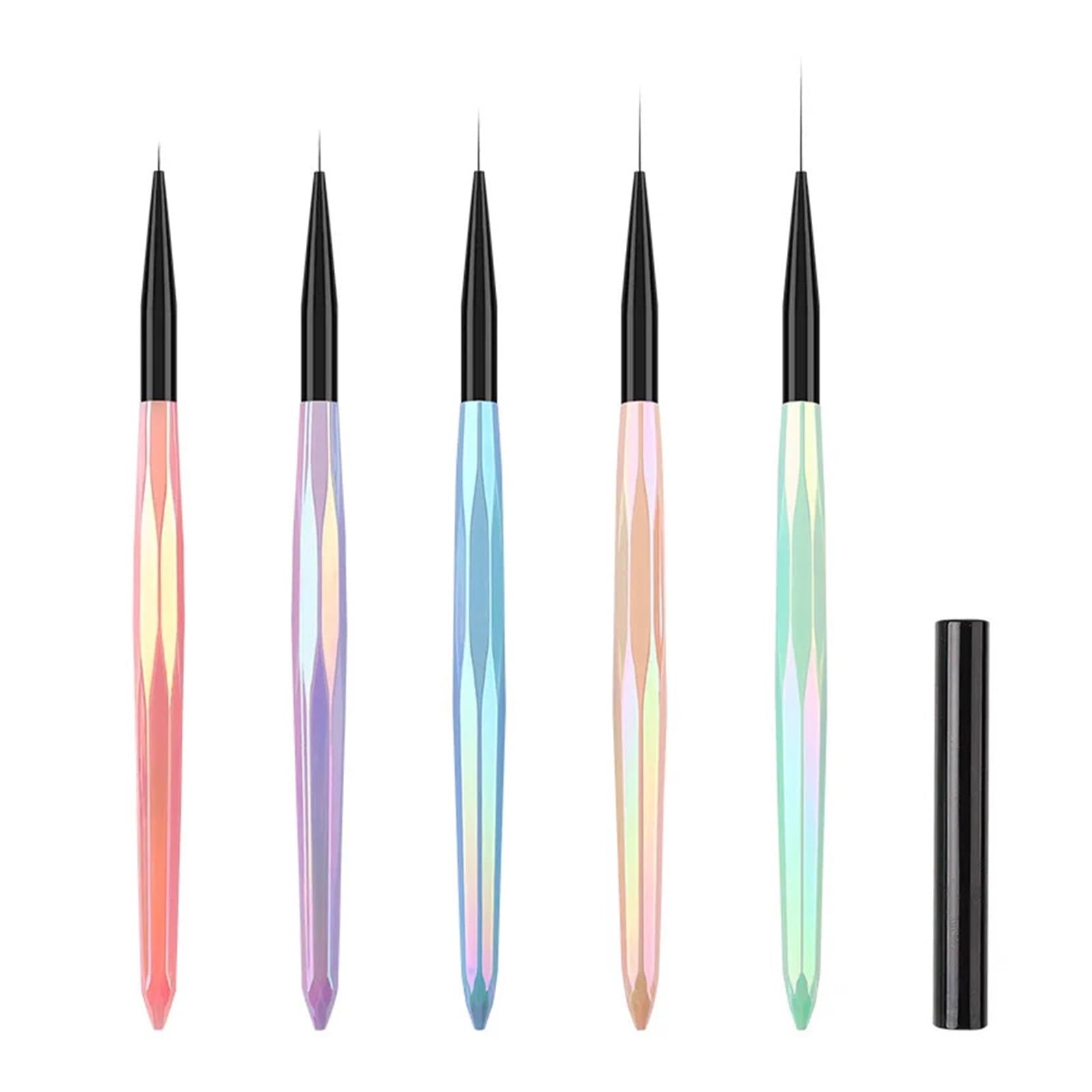 Pennelli per unghie, 6/9/12/15/18 mm colorato diamante sfumato pennello per unghie Art Line pennelli per pittura in cristallo acrilico sottile Liner penna da disegno (G-b553-02)
