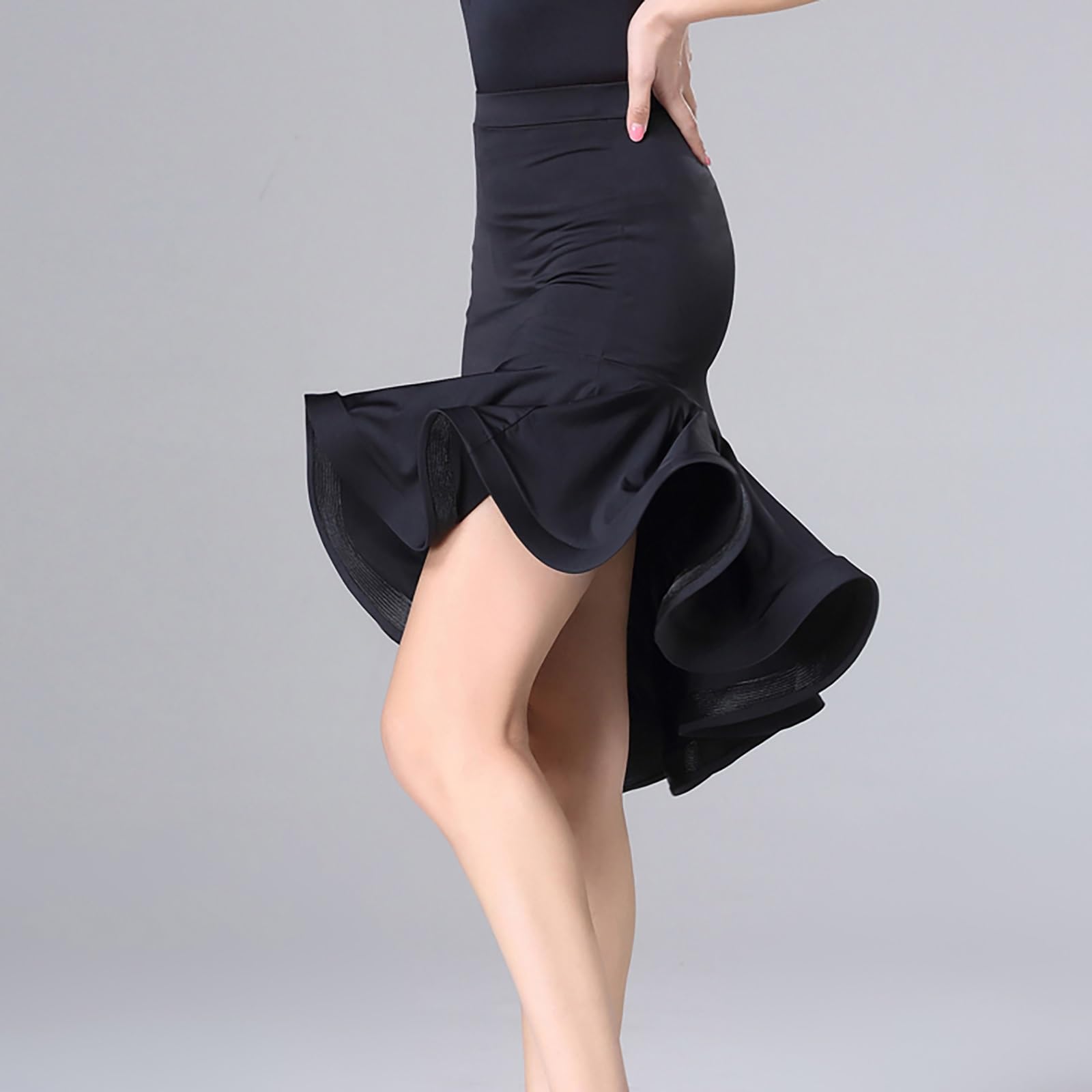 MEECHI Damen Latein Tanzröcke Unregelmäßige Rüschen Latin Dance Skirt Sexy Hohe Taille Schlitz Tanz Rock Für Rumba Samba Tango Jazz, Dancewear Für Training Wettbewerb