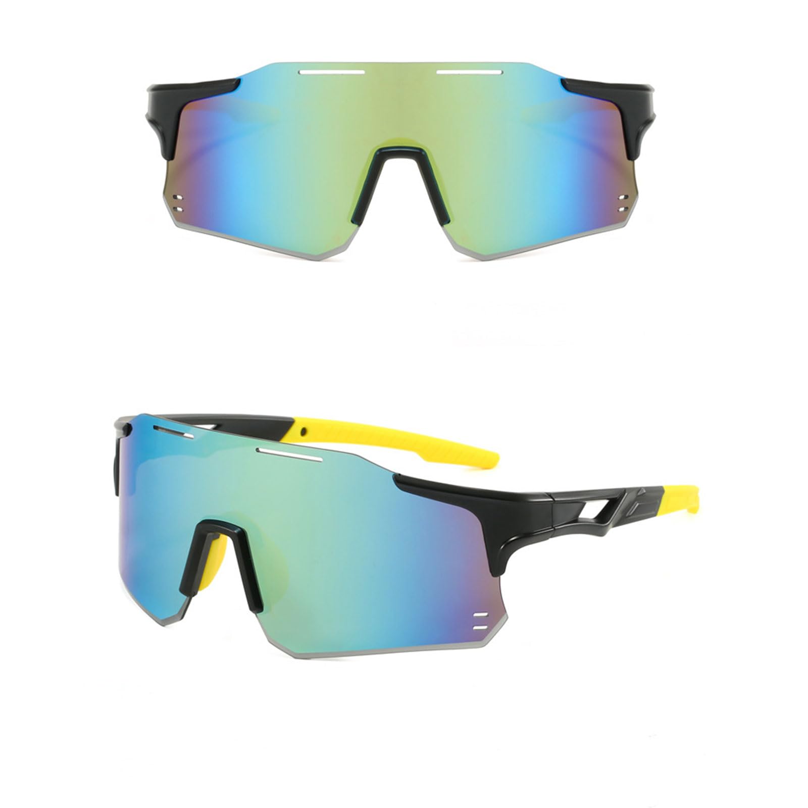 Occhiali da sole sportivi per uomo e donna, protezione UV400, per corsa, ciclismo, baseball, pesca, uso all'aperto (nero, oro)