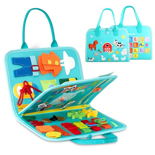 LAIVIYA Libro Sensorial Bebe, Busy Board, Busy Book, Paneles Sensoriales Montessori, Libro Actividades Bebe, Busy Board Montessori de Fieltro, Motricidad Fina Juguetes Niños 1 2 3 4 Años