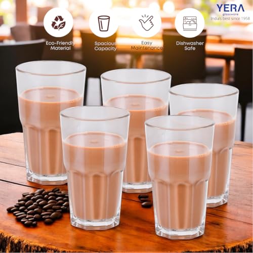 Image of Yera Stylo Tumbler Set of 6, 270 ml Each | Transparent | Hot & Cold Drinks, Juice, Cocktail, Milkshake, Smoothie | Ideal for Home, Party, Restaurant, Gifting | Special Occasions