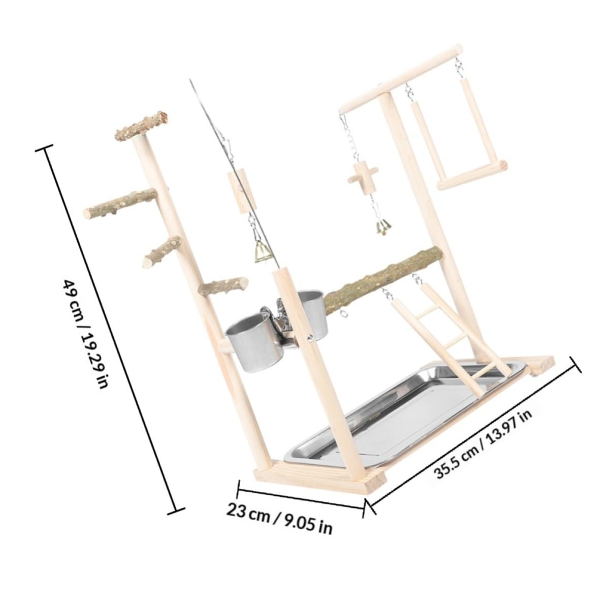 Supporto per Pappagalli in Plastico con Scala per Calopsitte e Parrocchetti, Design Multifunzionale Elegante e Minimalista per Parco Giochi Interattivo da Pavimento