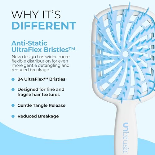 Image of FHI Heat UNbrush Plus - Curly Hair Brush for Gentle & Effective Detangling on Wet or Dry Fragile Hair Types - Detangler Brush w / 84 UltraFlex Bristles, Ultra-light, Vented, Anti Static Hairbrush