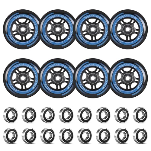 LALAGO Inline Skate Rollen 84mm 8 Stück Inline Skate Räder 88A SHR PU Inliner Rollen mit Kugellager ABEC 9 Indoor-/Outdoor-Rollschuh-Räder für K2 Hudora Gonex Apollo Inline Skate