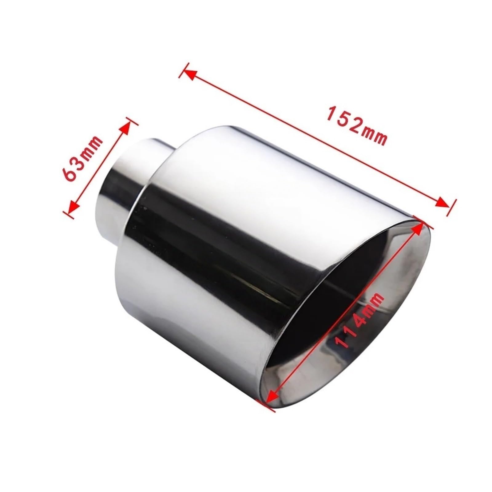 Punta Escape Coche Punta de Extremo Escape Universal para Coche, Acero Inoxidable, 63mm, 76mm, Entrada 114mm, 127mm, Salida, silenciador Inclinado