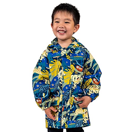 JAN & JUL Toddler Waterproof Breathable Rain Jacket for Boys Girls (Jungle Nights, 3T)