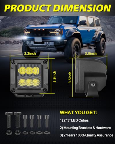 Image of 3 Inch LED Pods 120W CREE LED Cubes 3x3 Offroad Driving Lights | Driving Combo Low Beam, High Intensity CREE LEDs Square LED Cube Lights Ditch Fog Reverse Lights for Truck Pickup UTV ATV