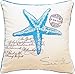 Decorative Printed Sea Star Floral Throw Pillow COVER 18" Blue