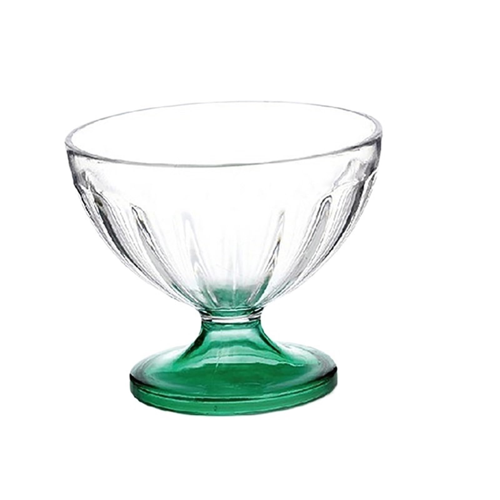 Ciotole per Gelato 2 pz 250 ml Trasparente Ciotola di Gelato for Dessert Mulino Agitare Calice di Vetro in Rilievo Coppa di Gelato Trasparente Tazza di Insalata(Green)