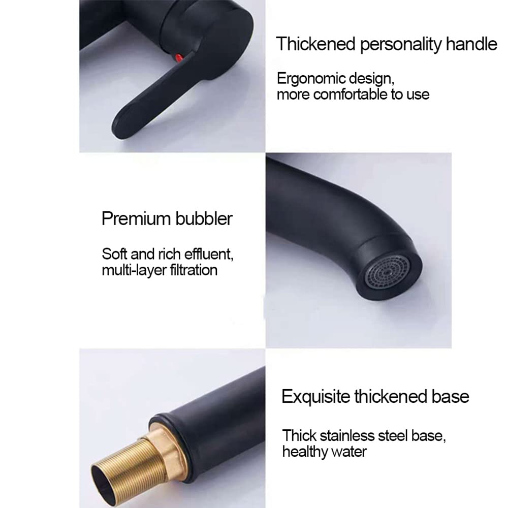 NEWFUN Robinet de Salle de Bain Noir - Haute Qualité, Eau Froide et Chaude - Adapté pour un Diamètre Intérieur de 32 mm à 42 mm