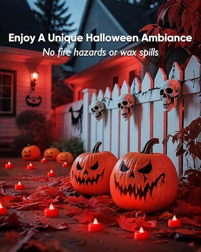 Image of Amagic 12 Pack Red Flameless LED Tea Lights Candles Battery Operated, Electric Fake Tealight Candles for Votive, Wedding, Table Centerpiece, Party, Aniversary, Proposal, Halloween, Christmas