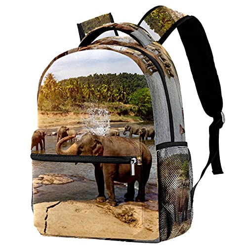 Sac à dos de voyage fille garçon éléphants avec poches rangements