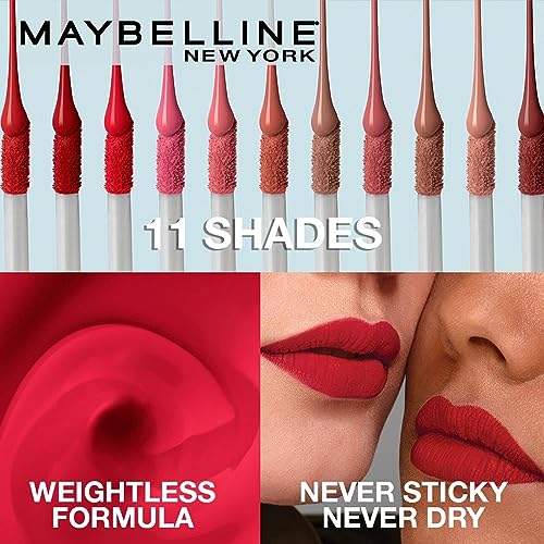 Image of Maybelline New York Lipstick, Matte Finish, Non-Sticky and Non-Drying, Sensational Liquid Matte, 02 Soft Wine, 7ml (Pack of 2)