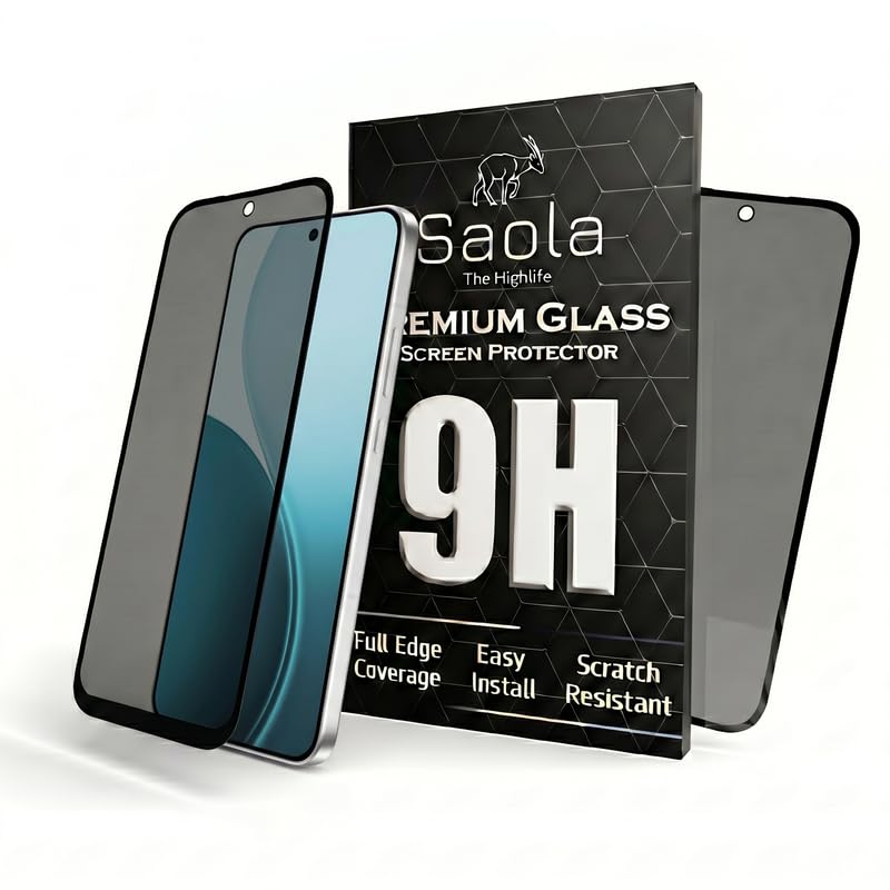 Image of Saola Ultra Privacy Tempered Glass For Oppo Reno 14 Pro 5G (PACK OF 1) with Free Installation Kit. Full screen Coverage. Free Replacement If Received Damaged - 6.83 inch