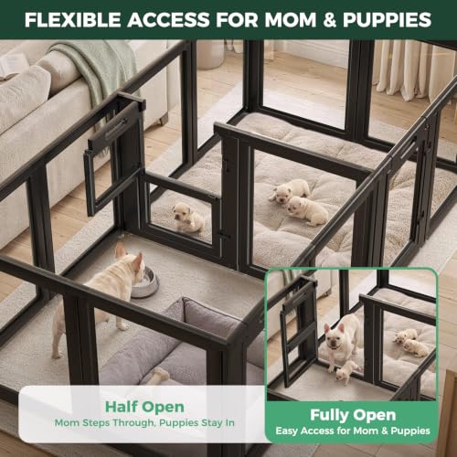 Image of FXW AuraSpace Acrylic Dog Playpen with Whelping Door, 30 inch H