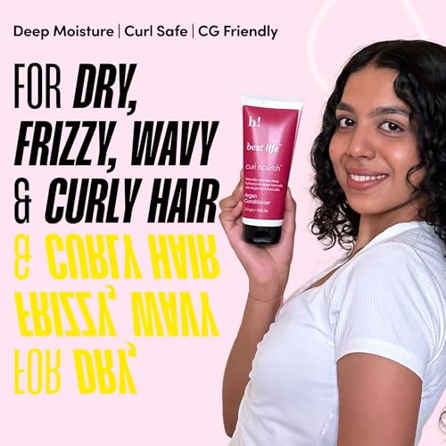 Image of Best Life Moroccan Argan Oil Hair Conditoner for Dull, Damaged, Dry & Frizzy Hair 200 gm, Moisturize & Strengthen Curly & Wavy Hair For Women & Men, No Parabens & Sulphates, No Harmful Chemicals