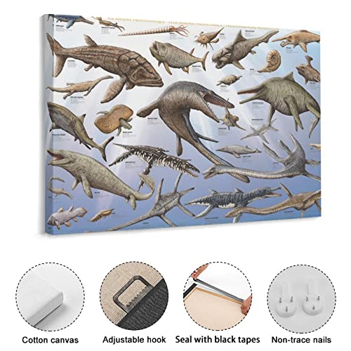 Teacher Poster Prehistoric Marine Life Knowledge Science Modern Room Wall Decoration Canvas Wall Art Prints For Wall Decor Room Decor Bedroom Decor Gifts 24X32Inch(60X80Cm) Frame-Style #TOP2