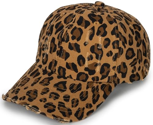 Baseball Cap for Women-Men-Adjustable Leopard Print Cotton Strapback Hats Unisex Trucker Dad Hat-Sun Hat