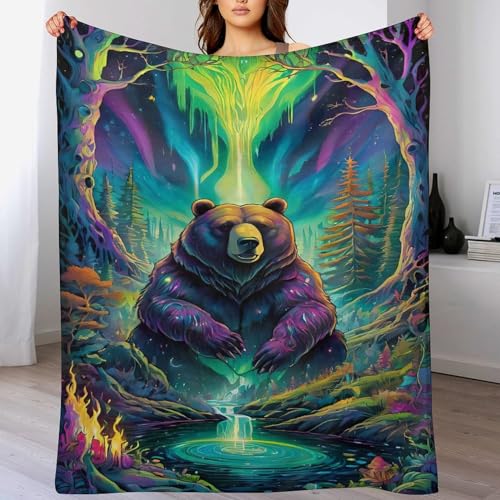 Couverture en flannel super doux motif ours nid de tendresse