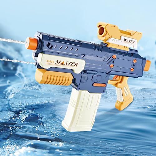 YTKIH 2 in 1 Electric Water Guns + Manual Squirt Gun for Kids IP67 Waterproof, Powerful Water Gun with 115 Ammos, Unlimited Continuous Shooting Automatic Squirt Gun