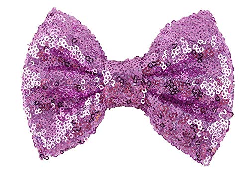Love Fairy Girl's Lovely Fashion Bow Hairpin Sequins Hair Clip for Daily Life Travel Party Festivals (Purple)