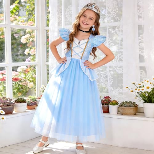 Disfraz Princesa para Niñas Vestido Azul Luminoso miniatura 3