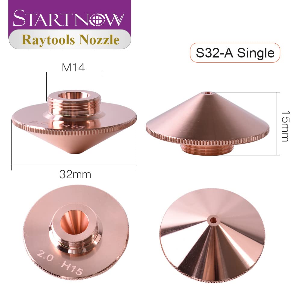 Startnow Raytools Buse de découpe laser à fibre originale pour BM109 BT210S Tête de coupe D32mm Buses laser à double couche simple (S32-A double couche 2.0, 10 pièces)