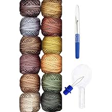 Valdani Embroidery Thread Perle Cotton Size 8 Hand-Double-Dyed Earthly Treasures Collection PC8-EarthlyT with Seam Ripper and Needle Threader
