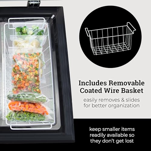Image of Igloo 5.0 Cu Ft. Upright Deep Freezer Chest- Deep Freezer with Quick Freezing System & Adjustable Thermostat- Low Noise Freezer with Removable Basket & LED Lights for Homes, Garages & Basements- Black