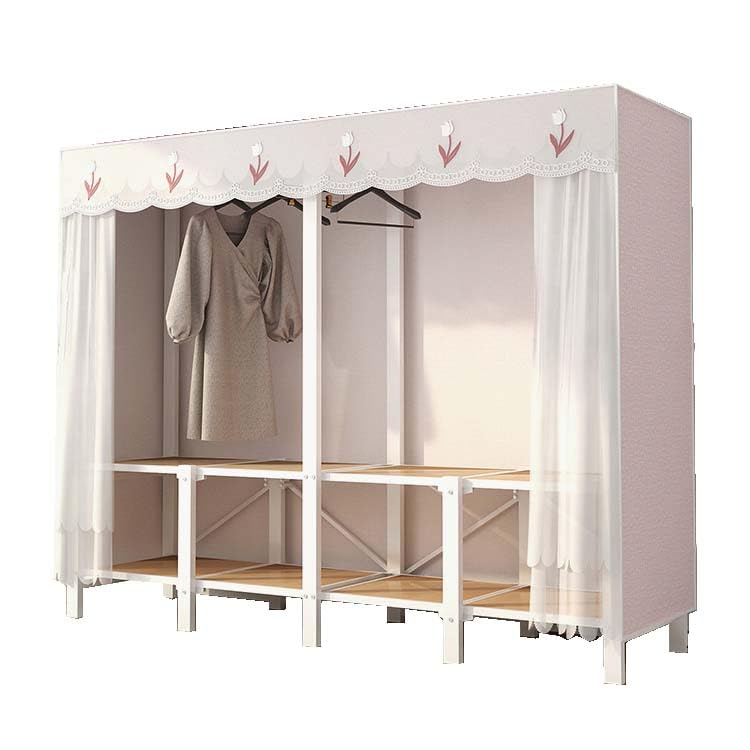 HUHJYUGE Armario de Tela Plegable y Ahorrador de Espacio, Guardarropa Armario Tela, Ropero Portatil para Ropa, Armario Ropero Pequeño con Barra de Colgar, para Dormitorio, Pasillo, Sala