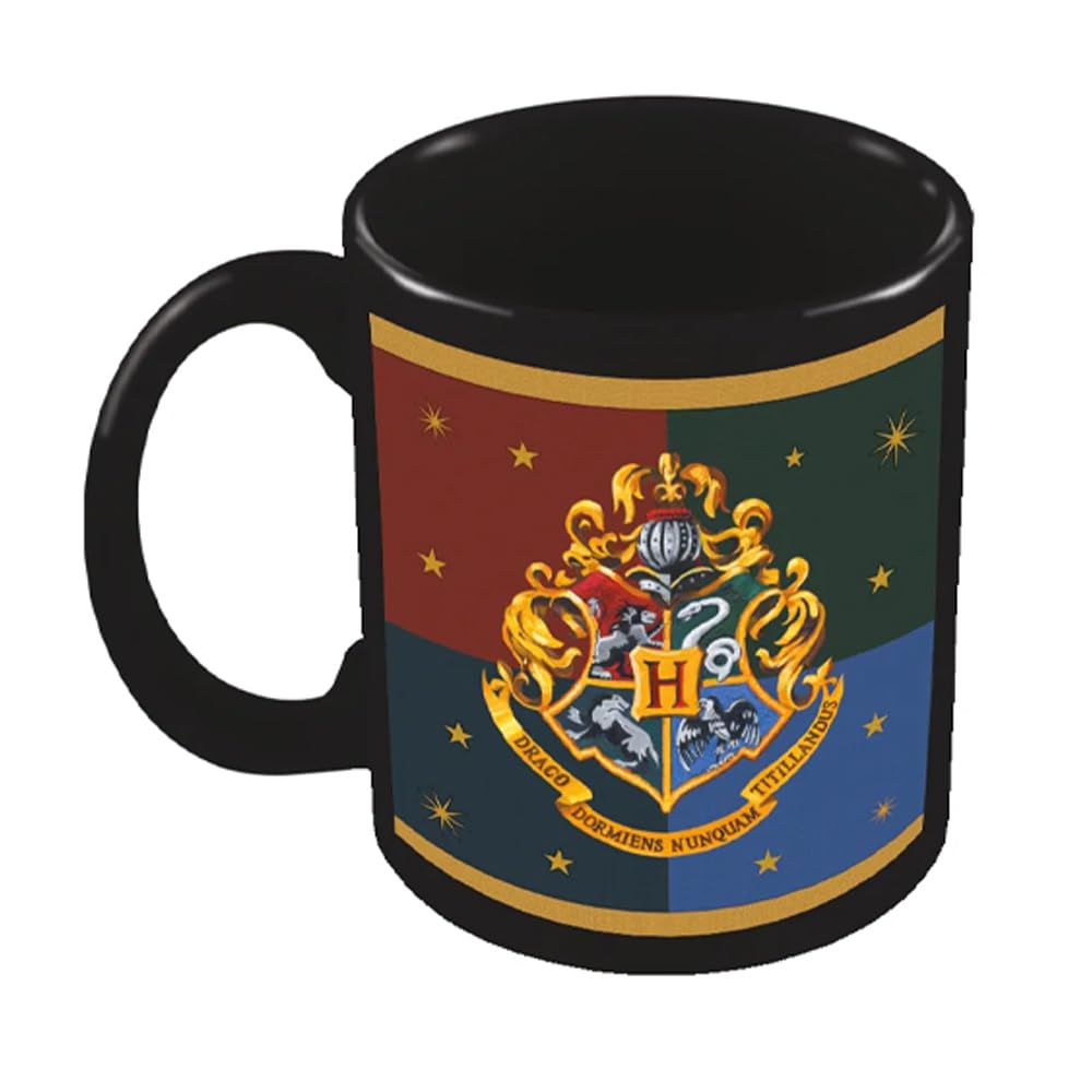 Pyramid International Harry Potter (Colourful Crest Hogwarts) Black Mug - 10Oz / 315Ml Ceramic Mug - One Size