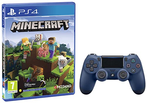 Image of Sony Playstation 4 Dualshock Midnight Blue V2 & Sony PS4 Minecraft Bedrock Ed. (PS4)