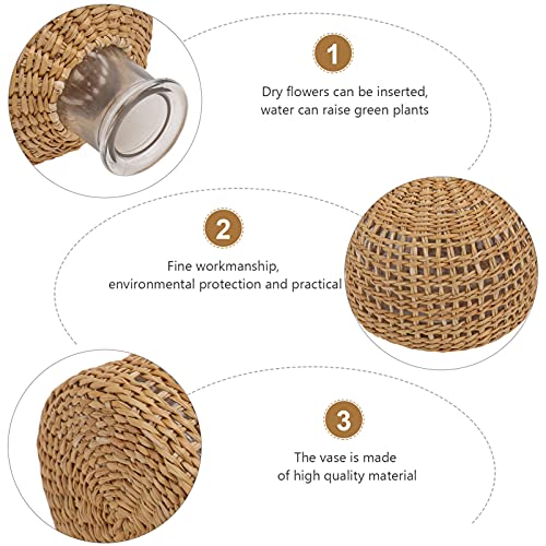 PRETYZOOM Glass Vase with Decorative Cane Sleeve Small Vases for Rustic Wedding Centerpieces Farmhouse Home Table Flower Decor - Image 5