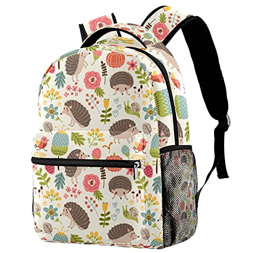Sac à dos voyage campus style rétro à motif hérisson pour sorties scolaires et week-ends