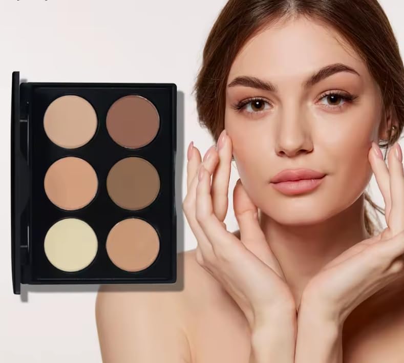 6 Color Contour Powder Palette – Professional Face Contouring, Highlight & Concealer Makeup Kit for Flawless Definition and Sculpting