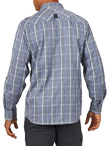 ATG by Wrangler Men's Long Sleve Heathered Plaid Utility Shirt, Blue Print, Large