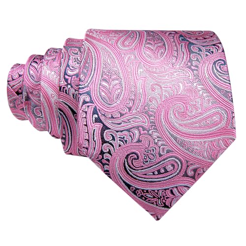 Image of Barry.Wang Men Tie Set Floral Paisley Silk Necktie Pocket Square Cufflinks Formal Wedding Party Business