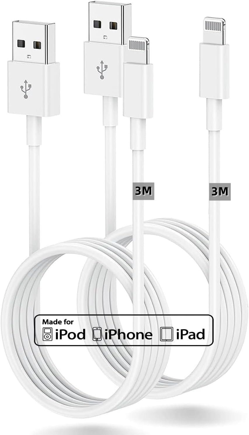 iPhone Charger Cable 3M, Apple Certified 2Pack Long USB Lightning Cable, 10ft Charging Wire for iPhone 14 Plus/13 Pro Max/12 Mini/11 Pro/6 Plus/5S/SE, iPad