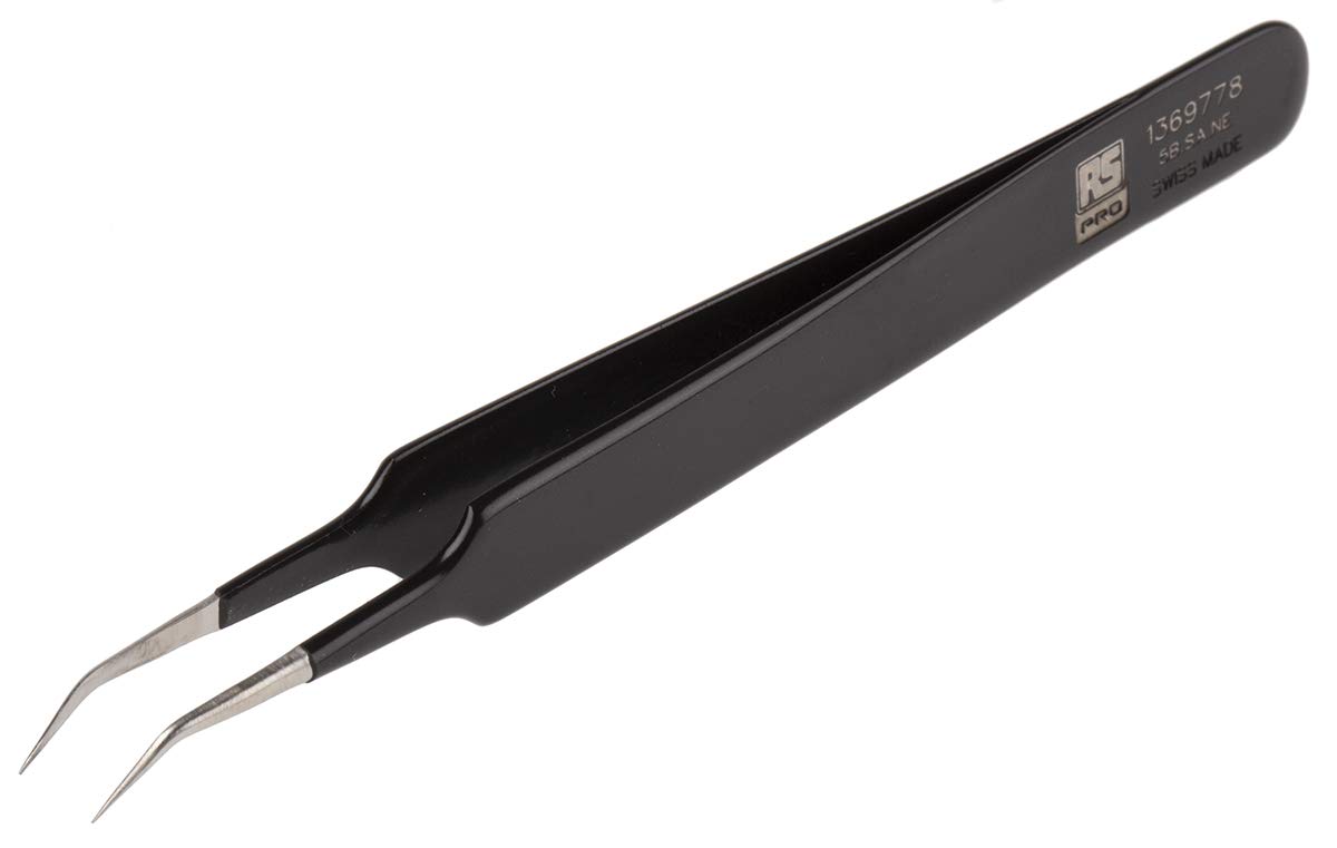 RS PRO Pęseta ze stali nierdzewnej, 110 mm, antymagnetyczna, zabezpieczona przed ESD