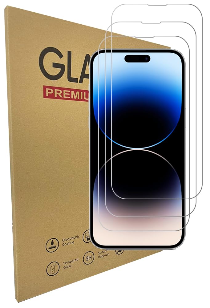 Al-HuTrusHi Screen Protector for iPhone 14 Pro, [3 pack] Tempered Glass Screen Protector Ultra-Thin 3D Touch Scratchproof Bulletproof Screen Protector Full Body Perfect Protective [3 pack]