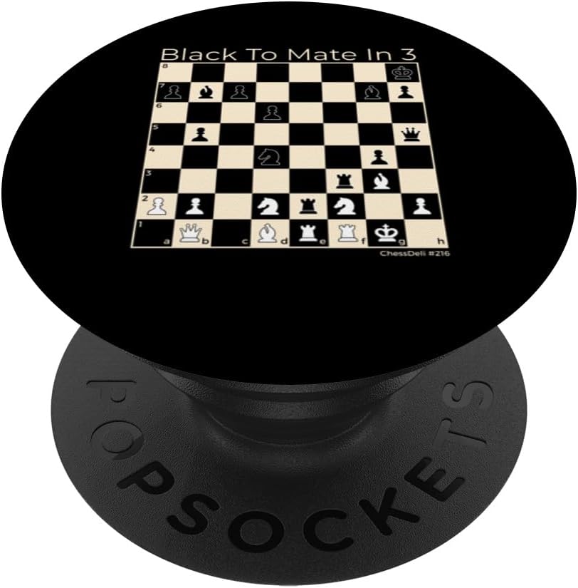 Black To Mate In 3 Find Checkmate Puzzle #216 Chess PopSockets Standard PopGrip