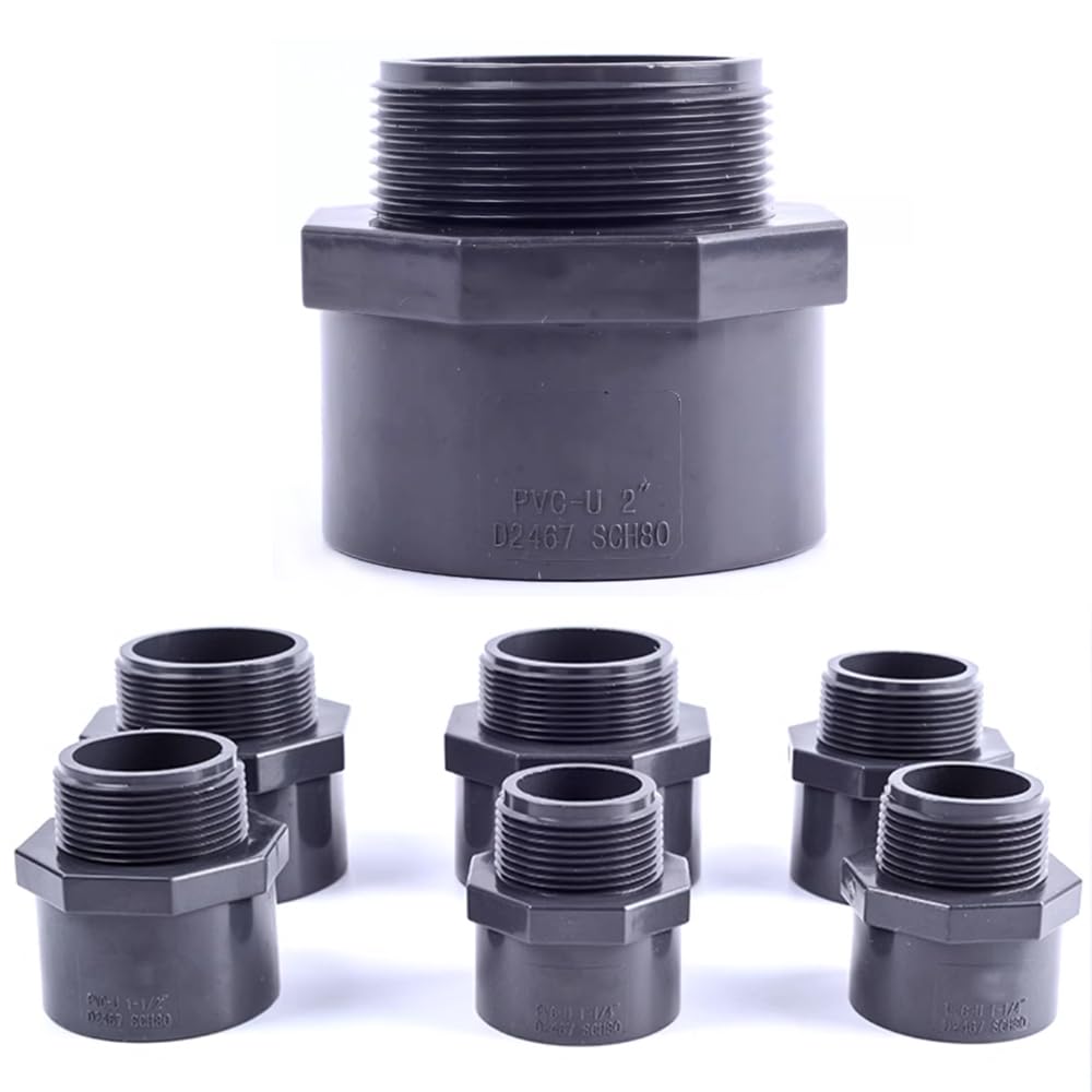 UPVC Pipe Threaded Connector, Industrial Grade ANSI SCH80 Gray U-PVC Pipe Fitting Connector Adapter, Male Thread x Socket (φ48.25mm) - Image 4