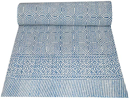 V Vedant Designs Kantha Quilt Throw Blanket Bedspread (Block)