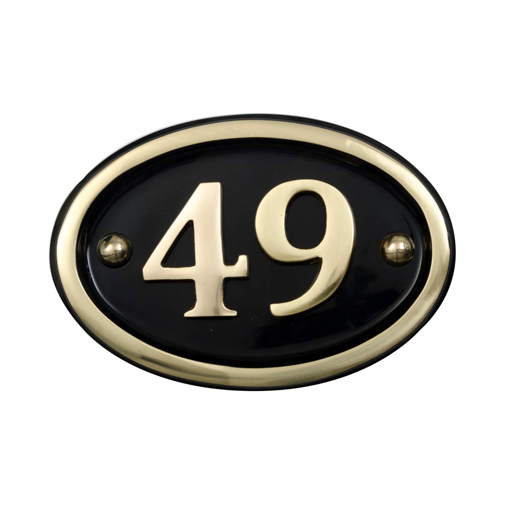 Signs & Numbers Solid Brass House Number Oval Design (No 49)
