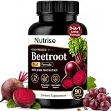 Limphoria Nutrise Beetroot Capsules with Grape Seed Extract, 3-in-1 Plant-Based Formula for Daily Energy, Stamina and Focus Support, Non-GMO, Gluten-Free, 90 Capsules