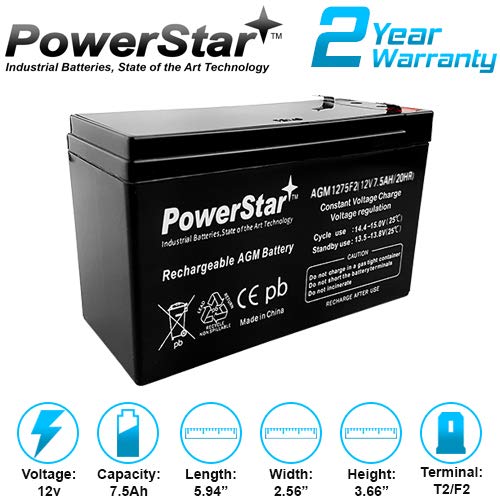 12V 7.5Ah Battery 6-Dw-7 12V 7Ah 10Hr Shaoxing Huitong Repl - 2 Pack #TOP3