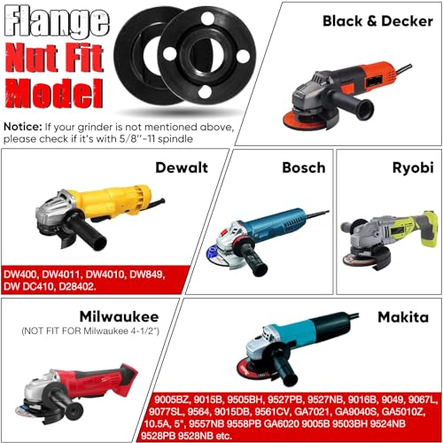 Image of SHALL Angle Grinder Tool Kit with 5 /8'-11 Flange Nut, Adjustable Pin Wrench and 6Pcs Lock Nuts Compatible with Dewalt, Milwaukee, Makita, Ryobi, Black Decker, Bosch