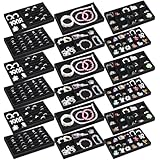 Zyghjort 18 Pack Velvet Jewelry Trays, Stackable Jewelry Drawer Organizer Inserts with Removable Dividers, Collection Display Box for Earrings Rings Necklaces Bangle Bracelets - Black