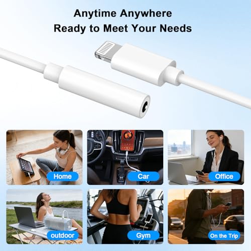 Image of [Apple MFi Certified] 5 Pack Lightning to 3.5 mm Headphone Jack Adapter, iPhone Aux Adapter Converter Dongle Audio Cable Compatible with iPhone 14 13 12 11 X XS 8 7